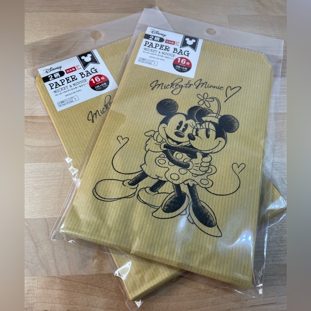 Disney Mickey & Minnie Paper Bags - Tan with Black Detailing (32 bags in all)
